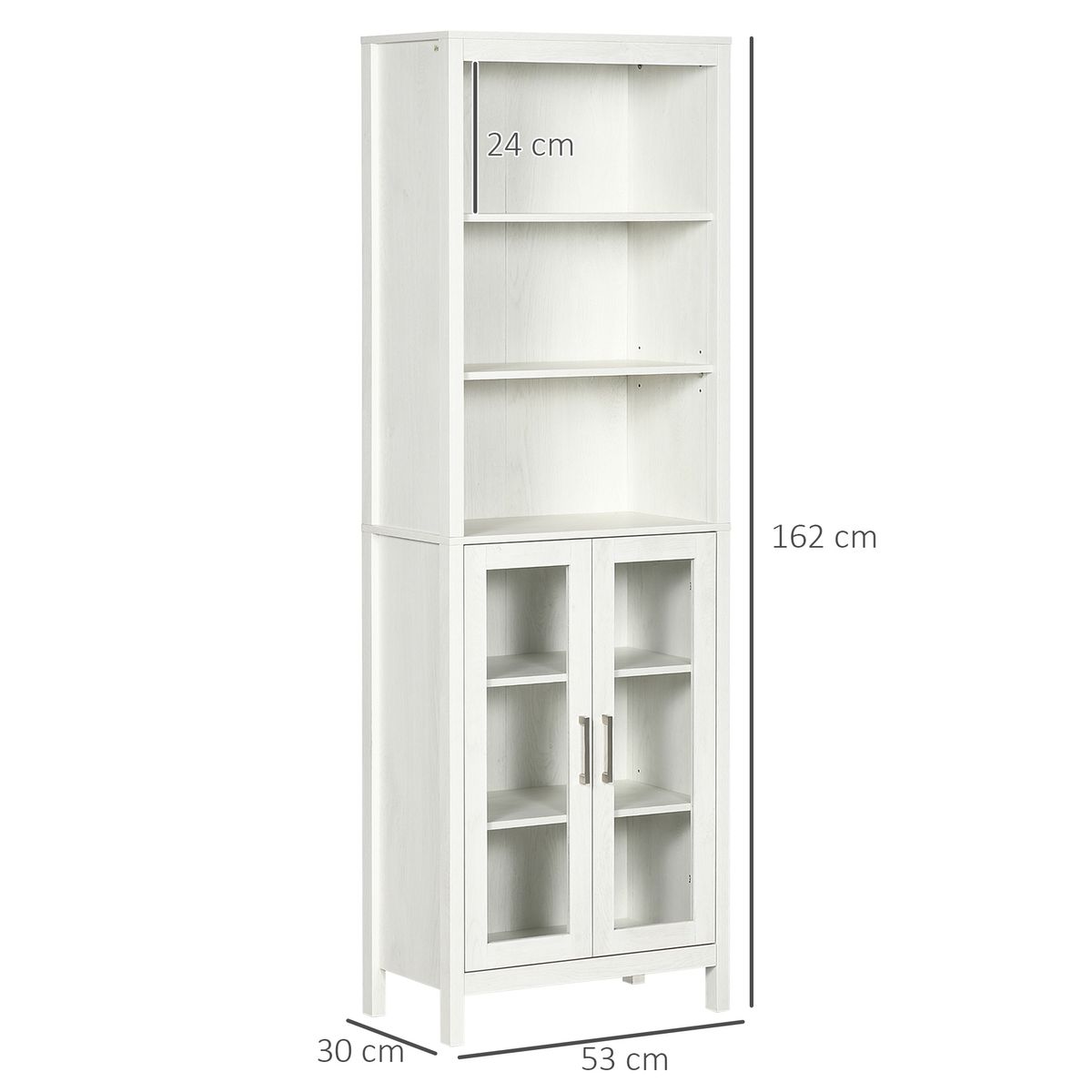 Columna de baño Austin Kleankin vitrina + estantes regulables blanco 162x53x30 cm