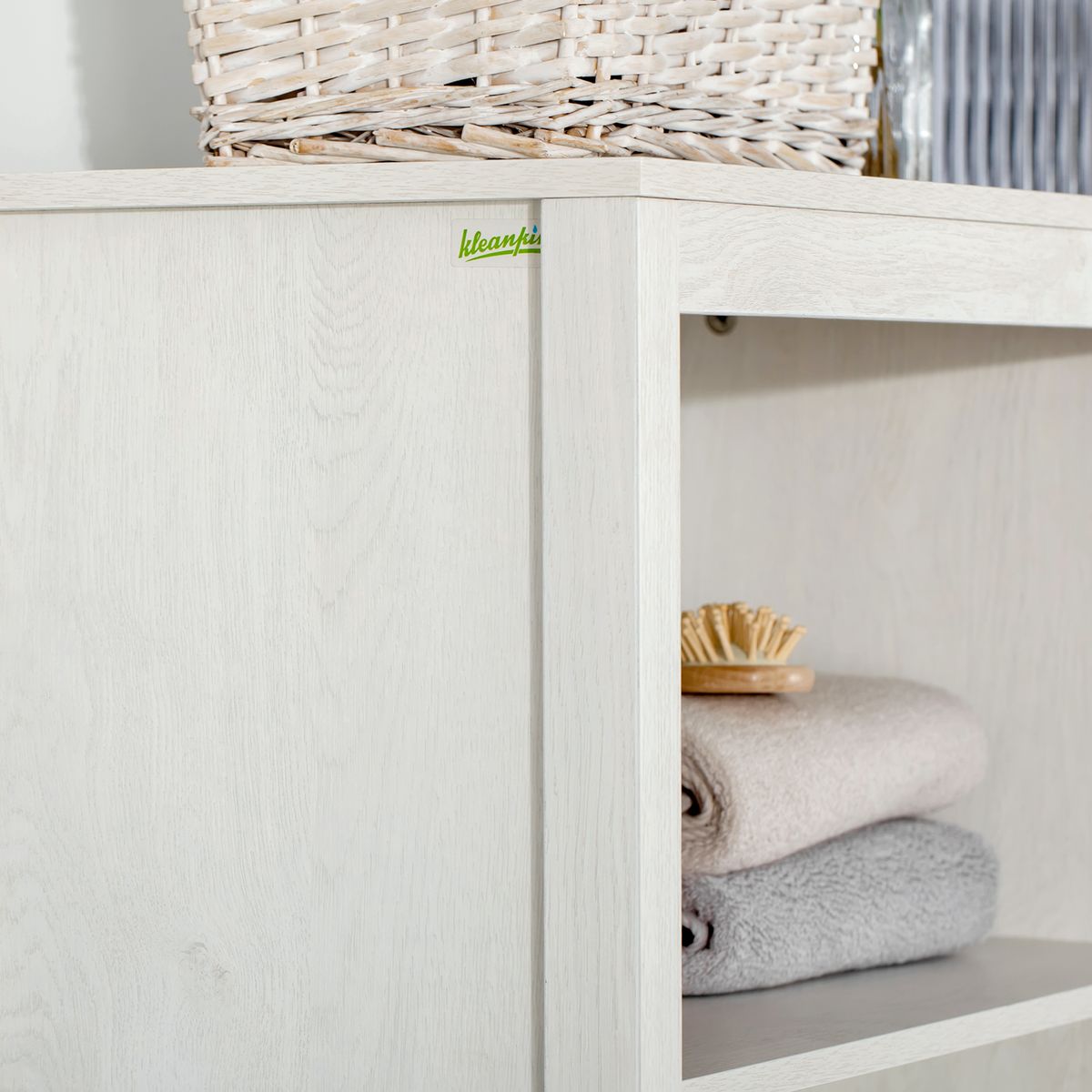 Columna de baño Austin Kleankin vitrina + estantes regulables blanco 162x53x30 cm