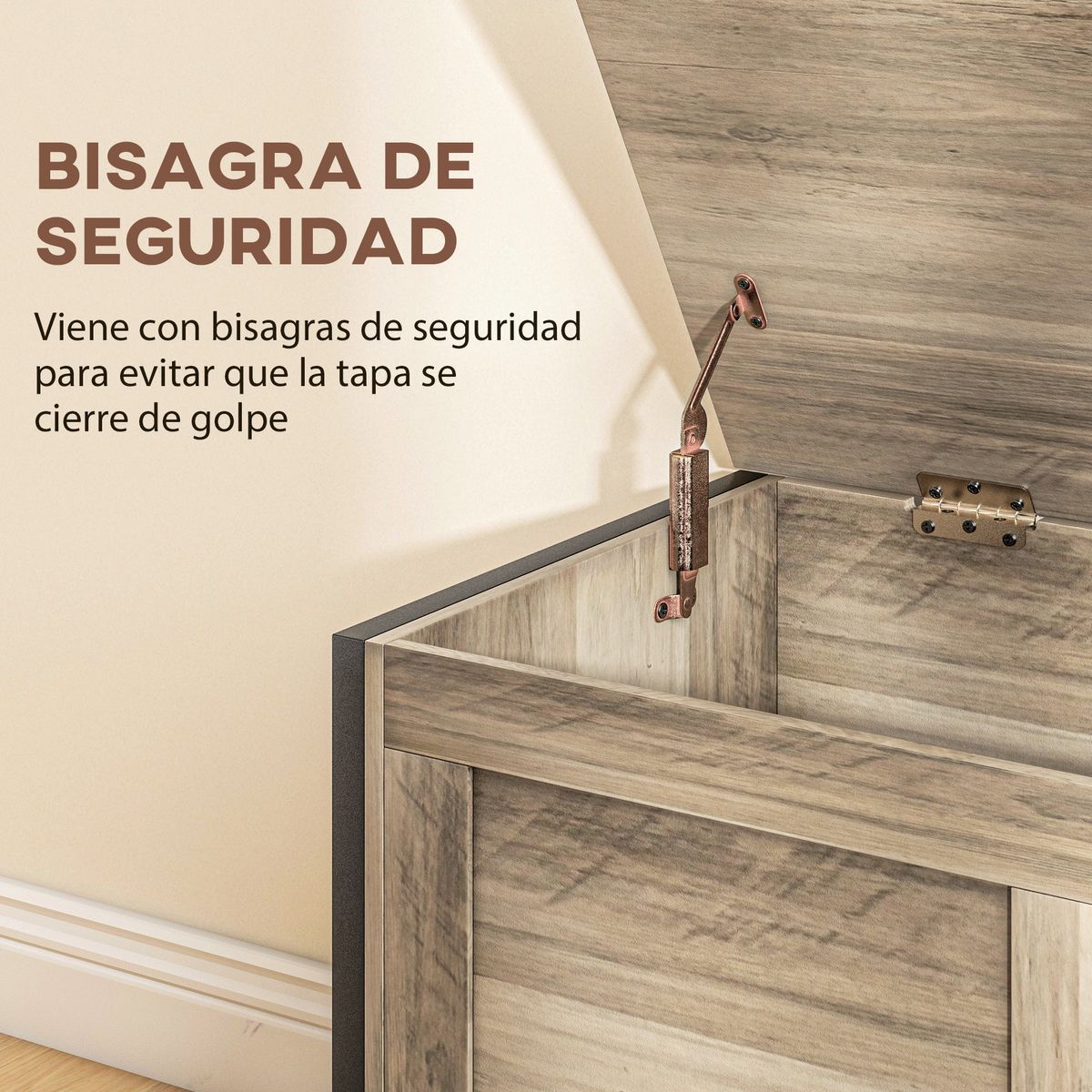Baúl de almacenaje Brady Homcom 95L gris 49x80x40 cm