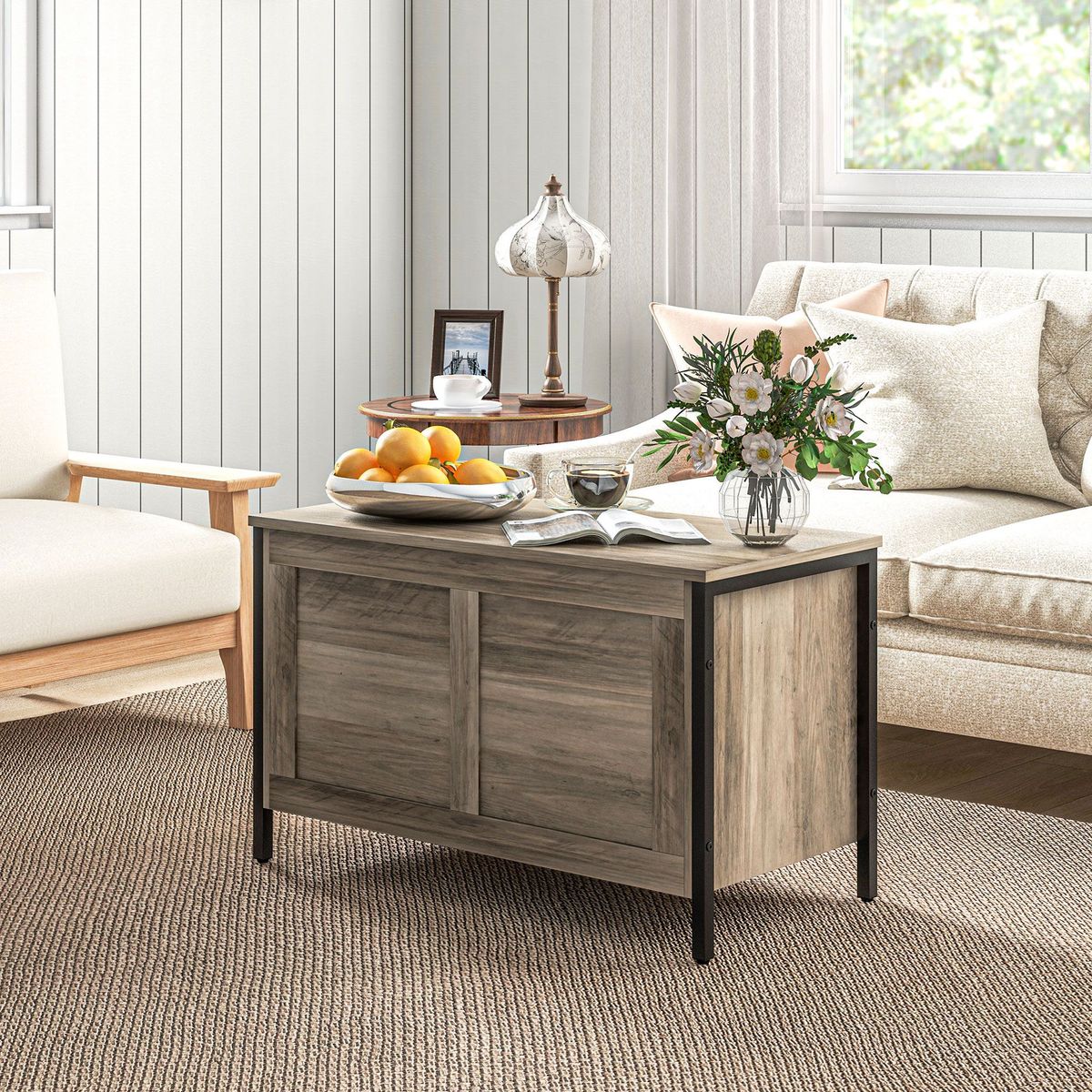 Baúl de almacenaje Brady Homcom 95L gris 49x80x40 cm