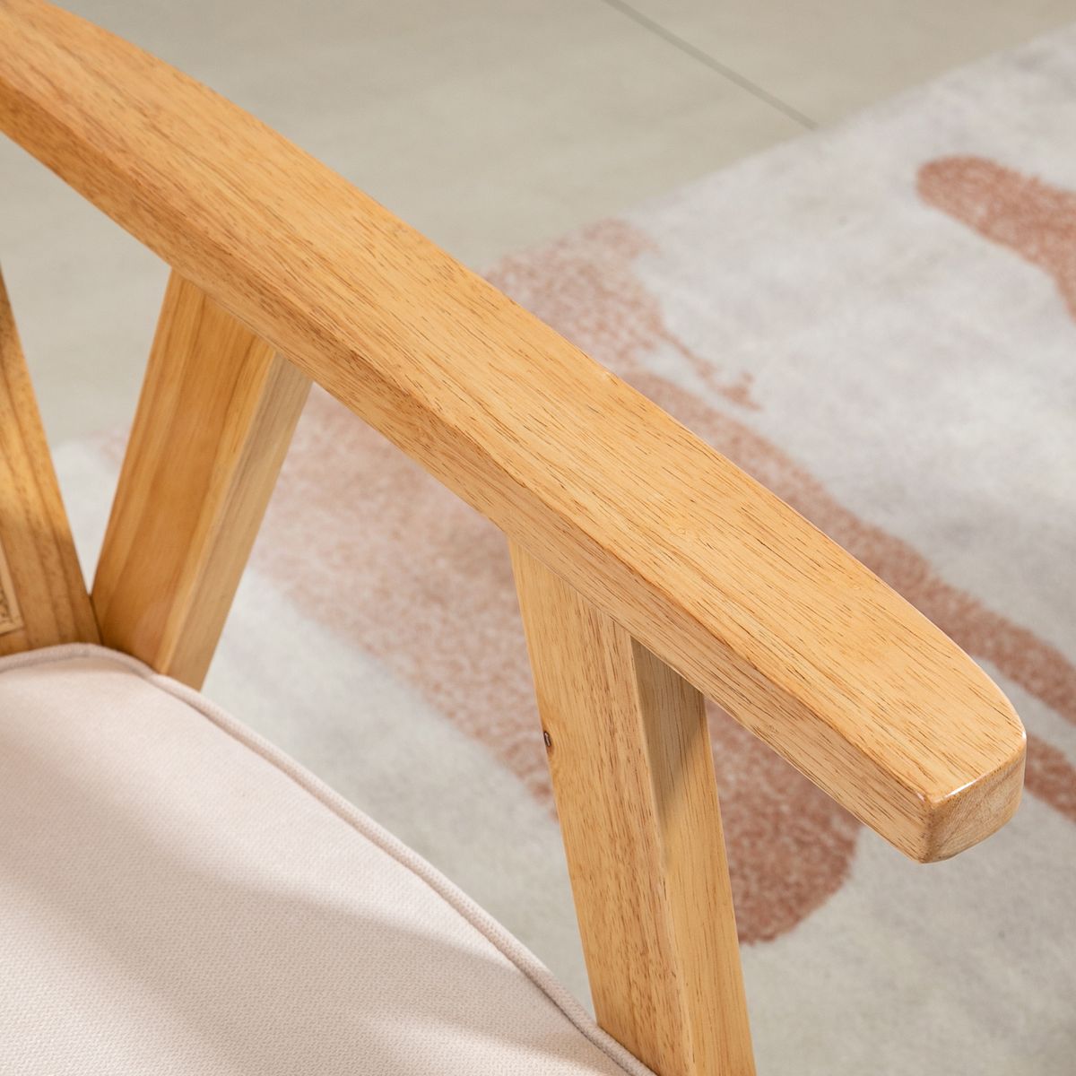 Sillón Topacio Homcom respaldo ratán natural/beige 78x63x69 cm