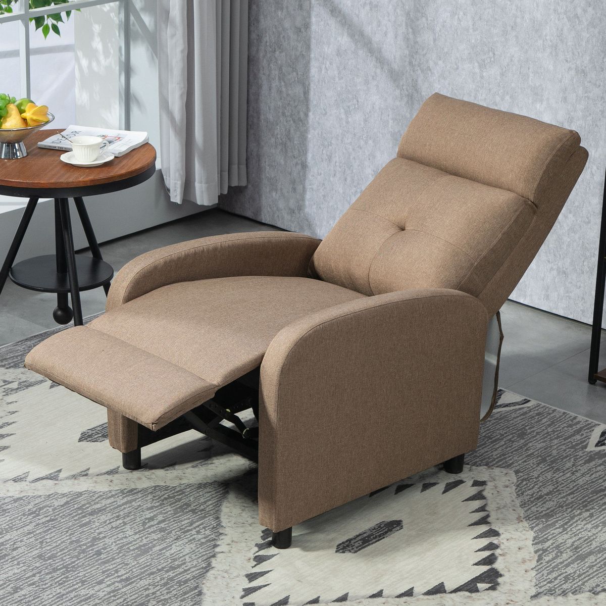 Sillón relax Gorrión Homcom reclinable con reposapiés marrón 98x67x87 cm fondo animado