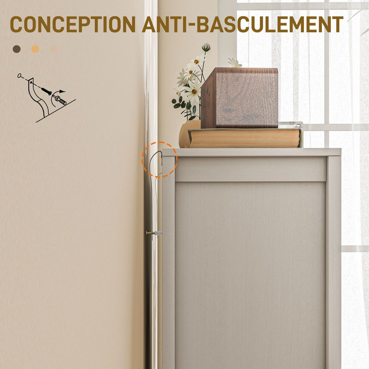 Aparador Jimena Homcom 2 puertas + 1 estante ajustable blanco 85x80x35 cm