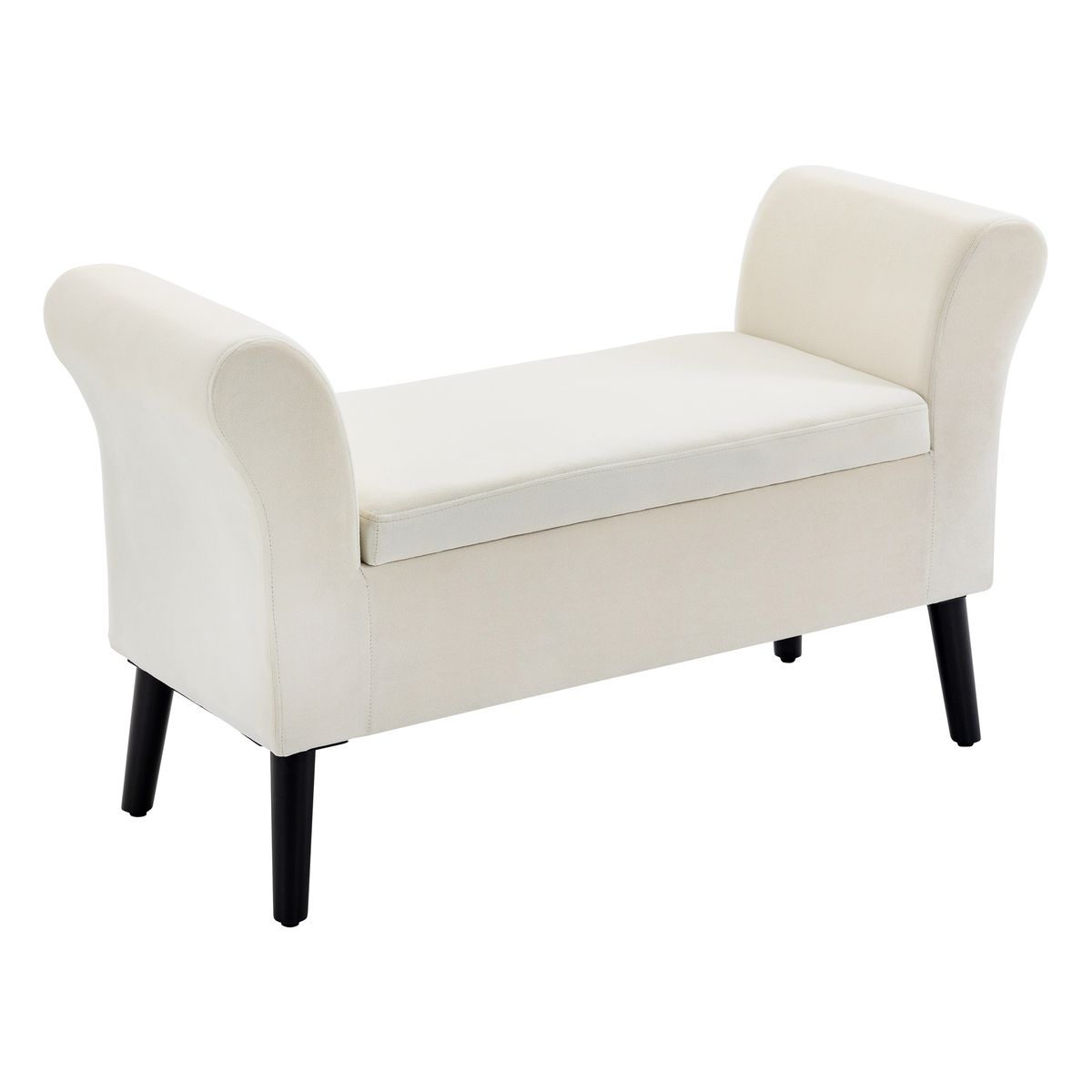 Banco de almacenaje Unakita Homcom con tapa abatible crema 65x111,5x41 cm fondo blanco