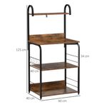 Estantería auxiliar Hiedra Homcom 4 niveles con ganchos rústico/negro 125x60x40 cm medidas