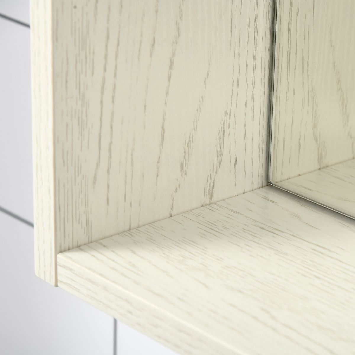 Armario de baño Orquídea Kleankin con espejo + 2 compartimentos blanco 65x63x15 cm detalle