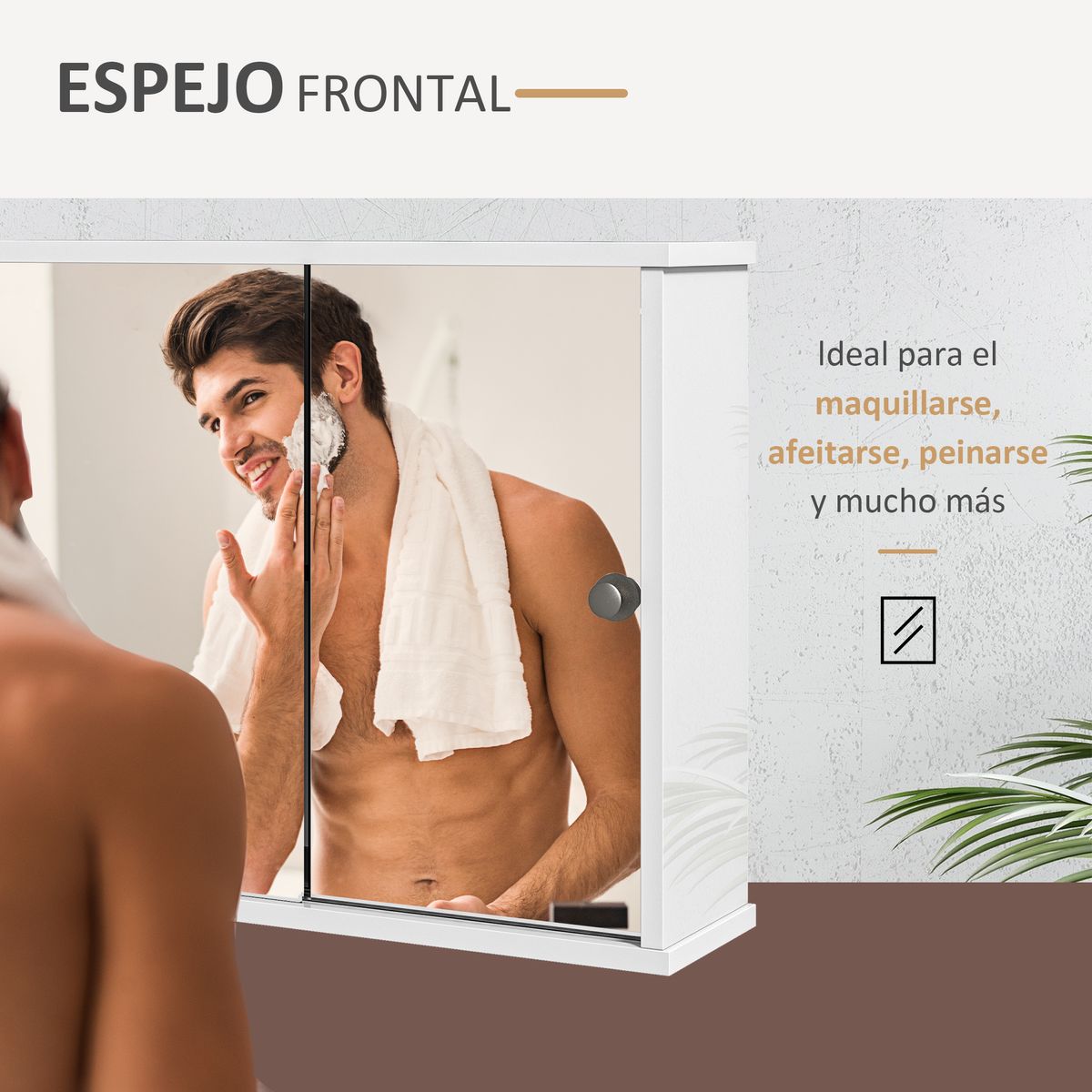 Armario de baño Purpurita Kleankin con espejo blanco brillo 45x55x15 cm