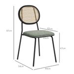 Pack de 2 sillas Platy Homcom respaldo ratán verde oscuro/negro 87x44x54 cm medidas