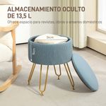 Puff de almacenaje Circón Homcom con tapa azul claro Ø40x48 cm