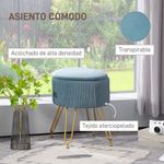 Puff de almacenaje Circón Homcom con tapa azul claro Ø40x48 cm