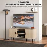 Mueble de TV Calamita Homcom 2 puertas + 2 compartimentos roble 55x120x40 cm fondo ambientado