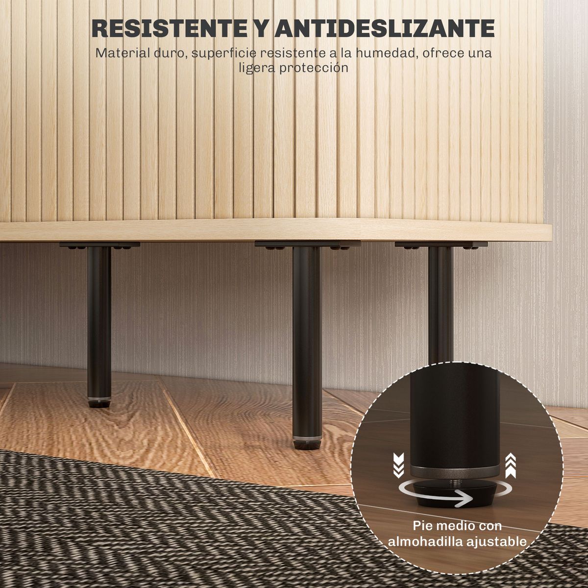 Mueble de TV Calamita Homcom 2 puertas + 2 compartimentos roble 55x120x40 cm con patas