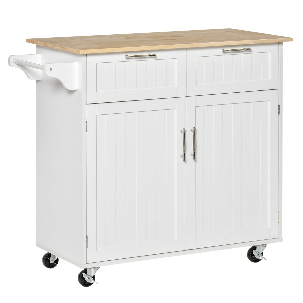 Mueble auxiliar Hibisco Homcom 2 cajones + armario + barra con ruedas blanco 91x104x46 cm fondo blanco