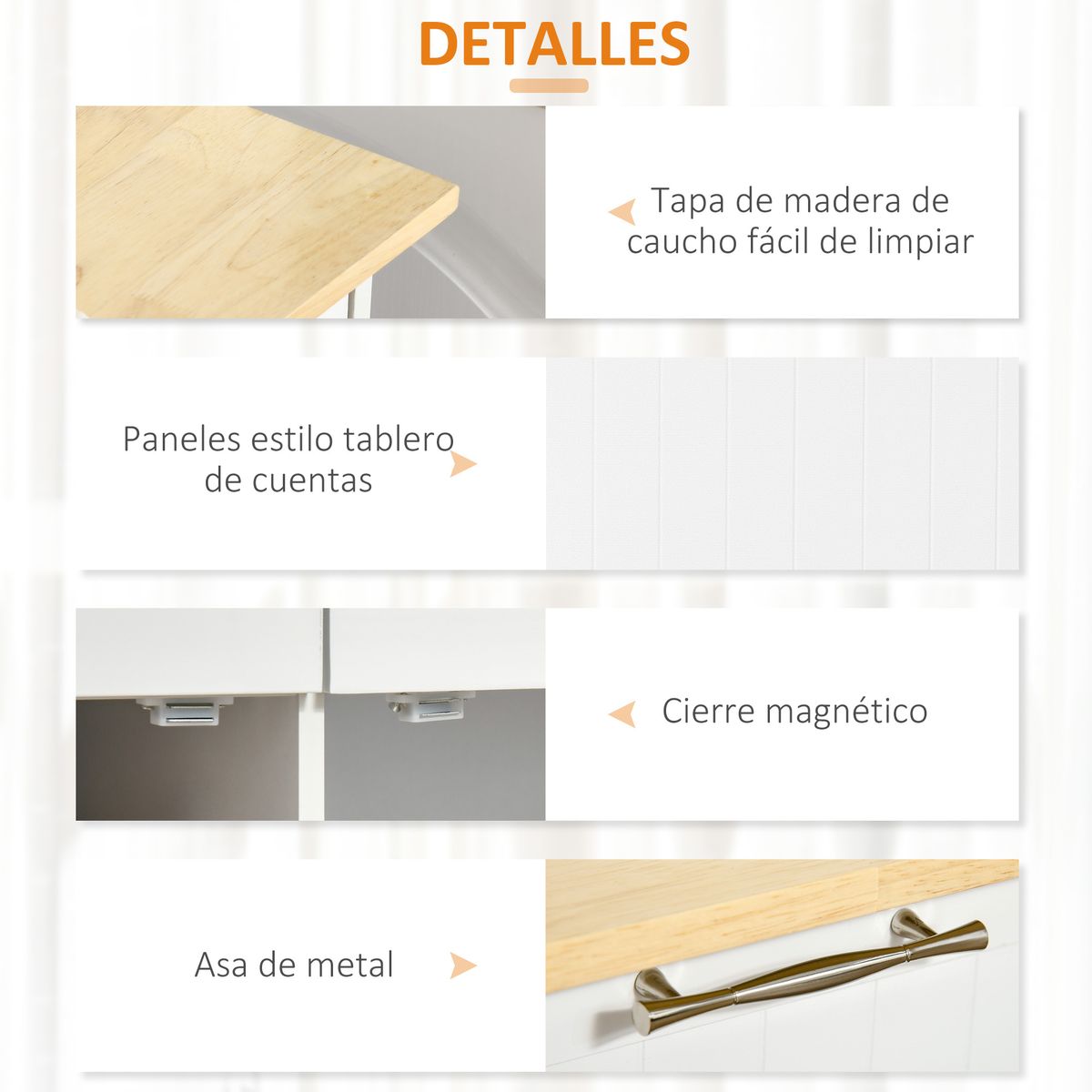 Mueble auxiliar Hibisco Homcom 2 cajones + armario + barra con ruedas blanco 91x104x46 cm