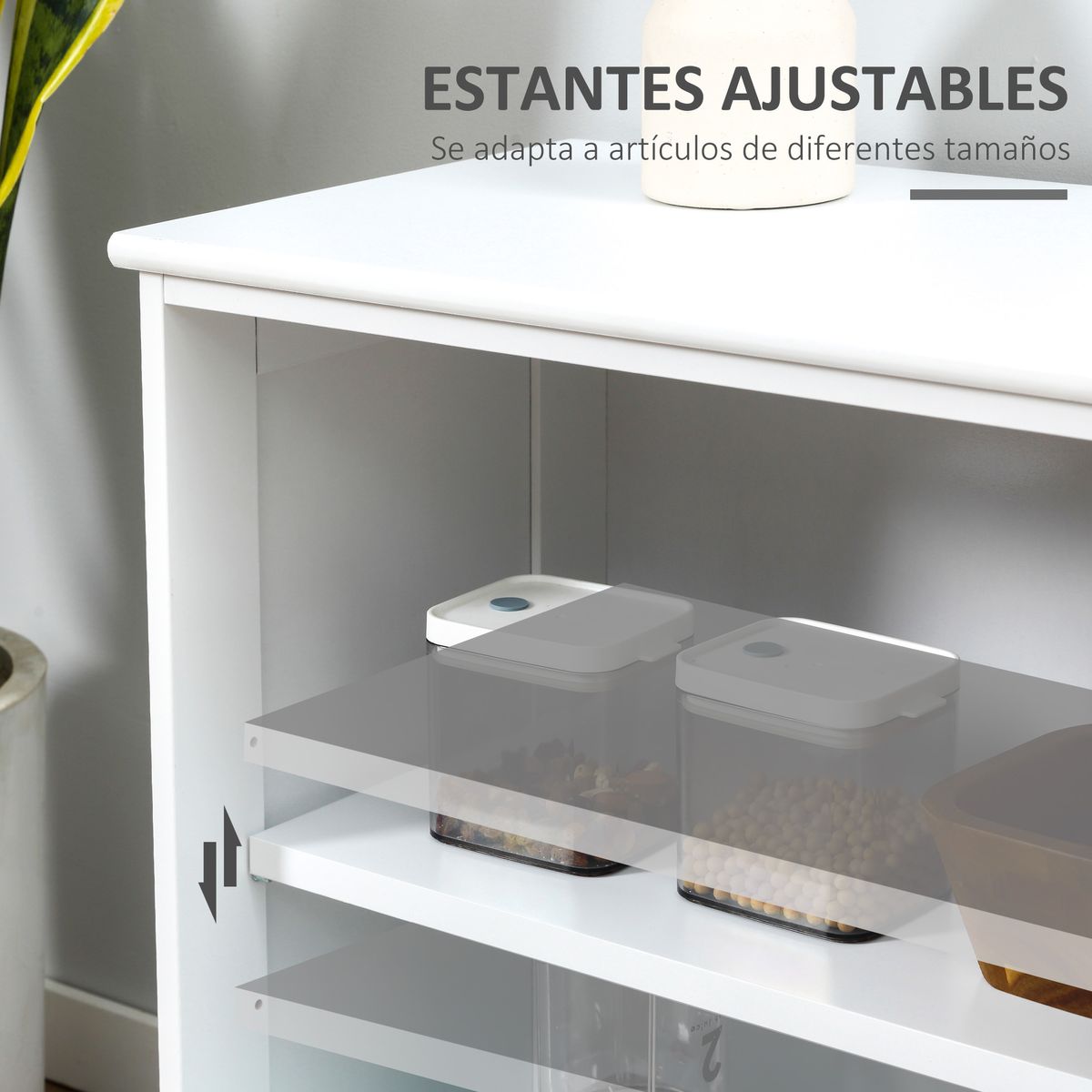 Aparador Cuarzo Homcom 2 puertas corredizas blanco 62,5x107x33 cm