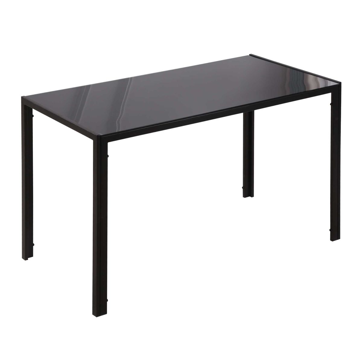 Mesa de comedor Fluorita Homcom diseño fijo 4-6 personas cristal negro 75x120x60 cm fondo blanco