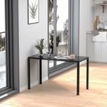 Mesa de comedor Fluorita Homcom diseño fijo 4-6 personas cristal negro 75x120x60 cm ambientada