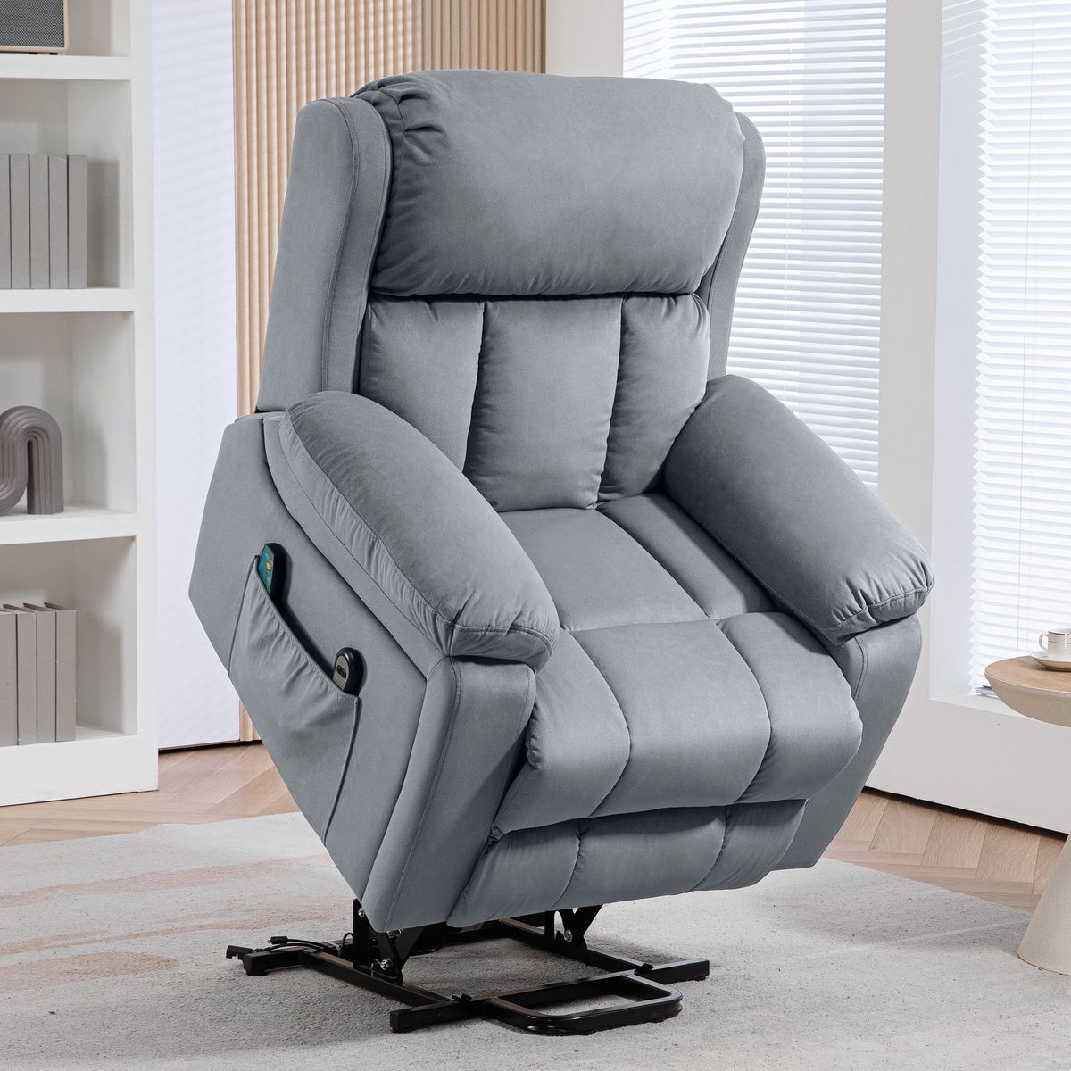 Sillón relax Leire Homcom eleva personas + masajeador + calefacción lumbar gris  103x90x95 cm