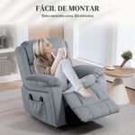 Sillón relax Leire Homcom eleva personas + masajeador + calefacción lumbar gris  103x90x95 cm