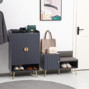 Banco zapatero Jade Homcom armario + compartimento 4 pares 49x80x33 cm