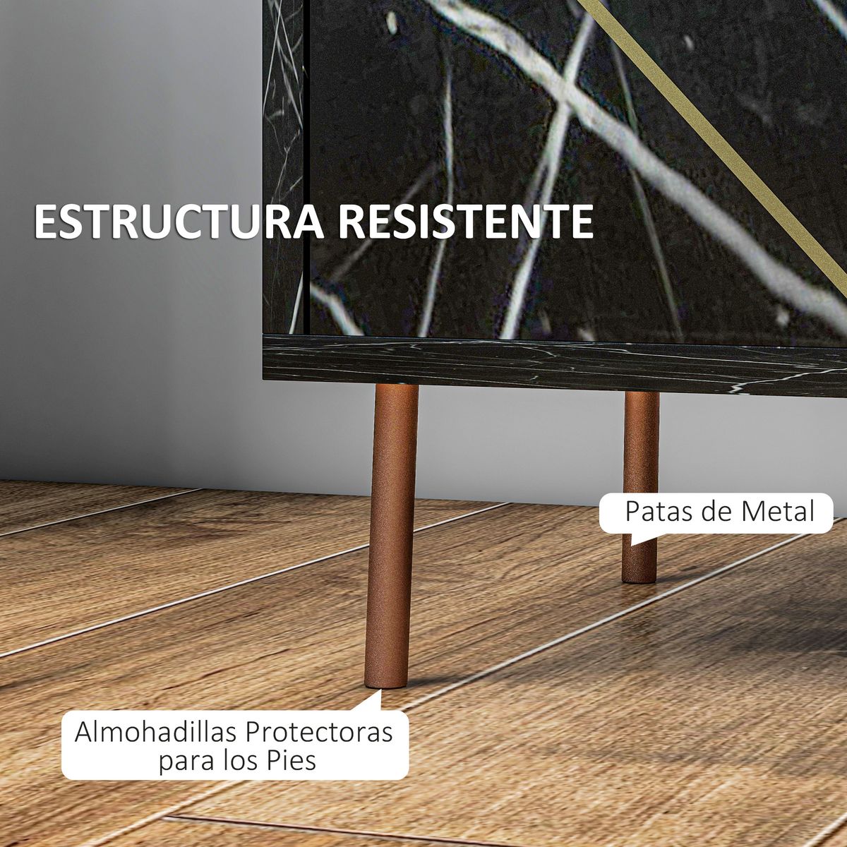 Mesita de noche Ágata Homcom armario + compartimento negro 50x39x30 cm