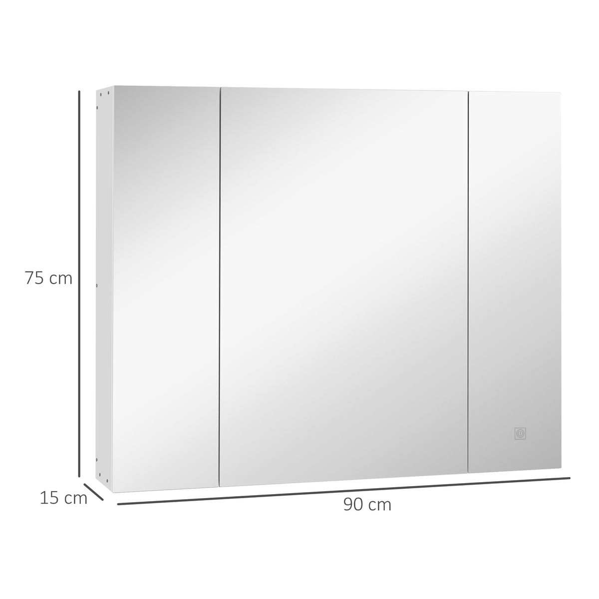 Armario de baño Chakra Kleankin con luz LED blanco 75x90x15 cm medidas