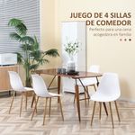 Pack de 4 sillas Rodonita Homcom respaldo alto blanco/natural 85,5x45x52 cm