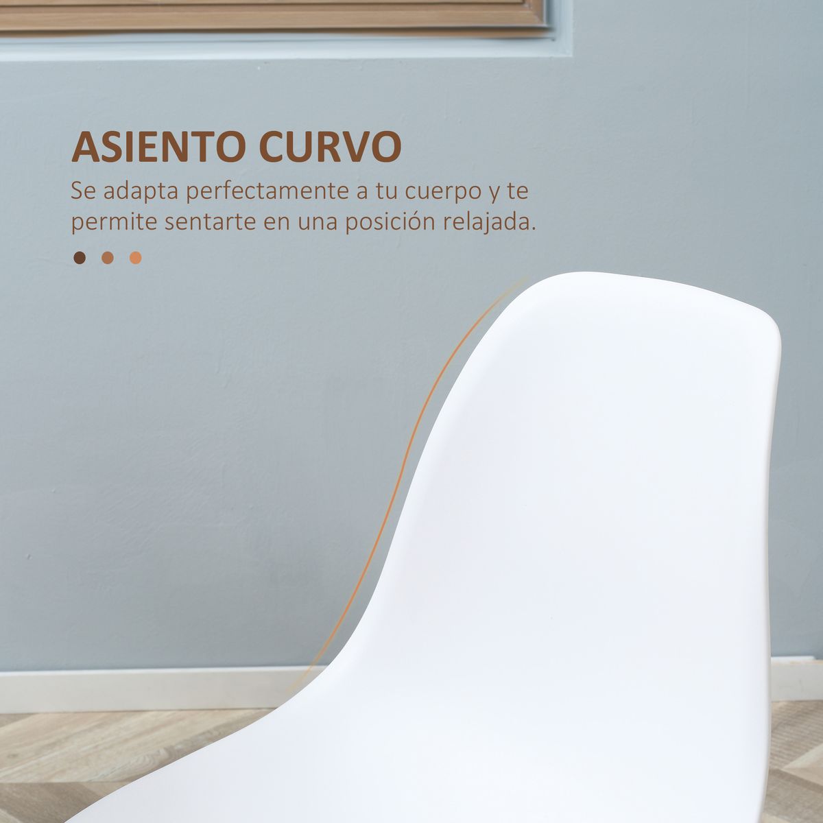 Pack de 4 sillas Rodonita Homcom respaldo alto blanco/natural 85,5x45x52 cm