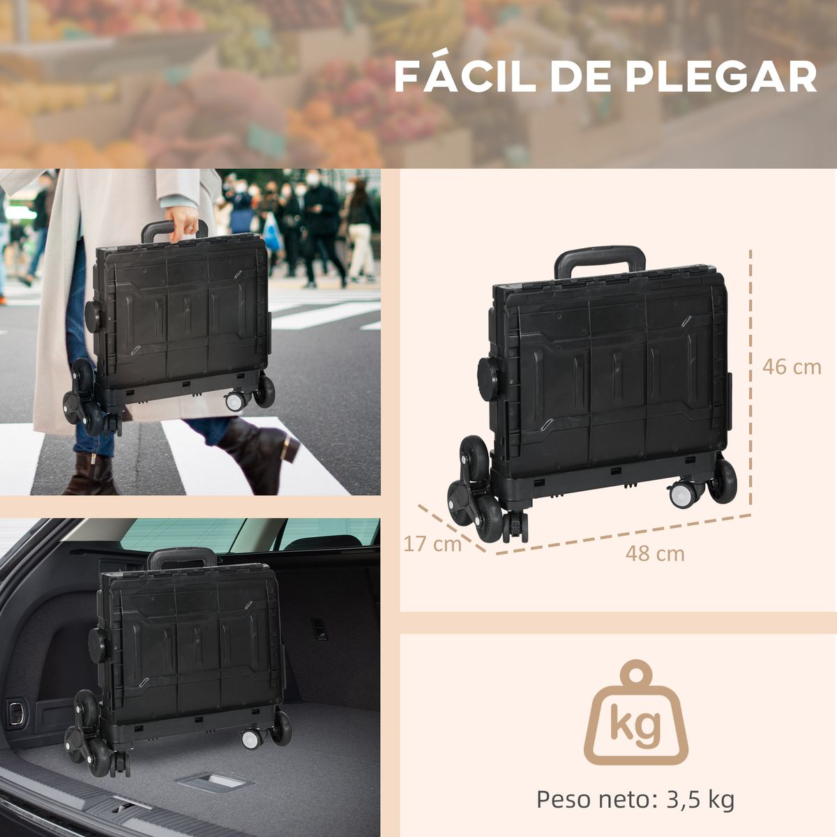 Carrito-multiusos-Roller-Homcom-35L-plegable-negro-95x43x48-cm-
