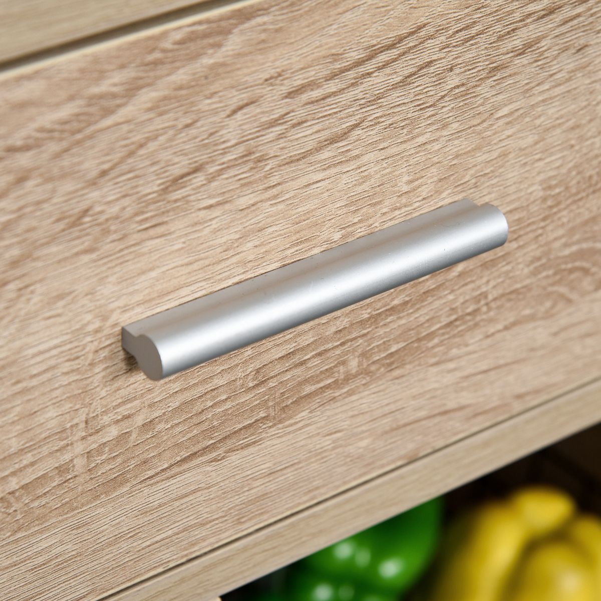 Carro de cocina Smart Homcom cajón + armario + estante roble 108x60x40 cm