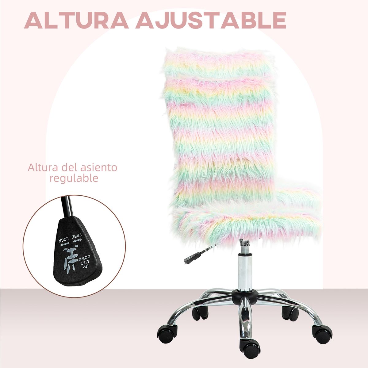 Silla de escritorio Unicornio Homcom altura ajustable 89-99x42x58 cm