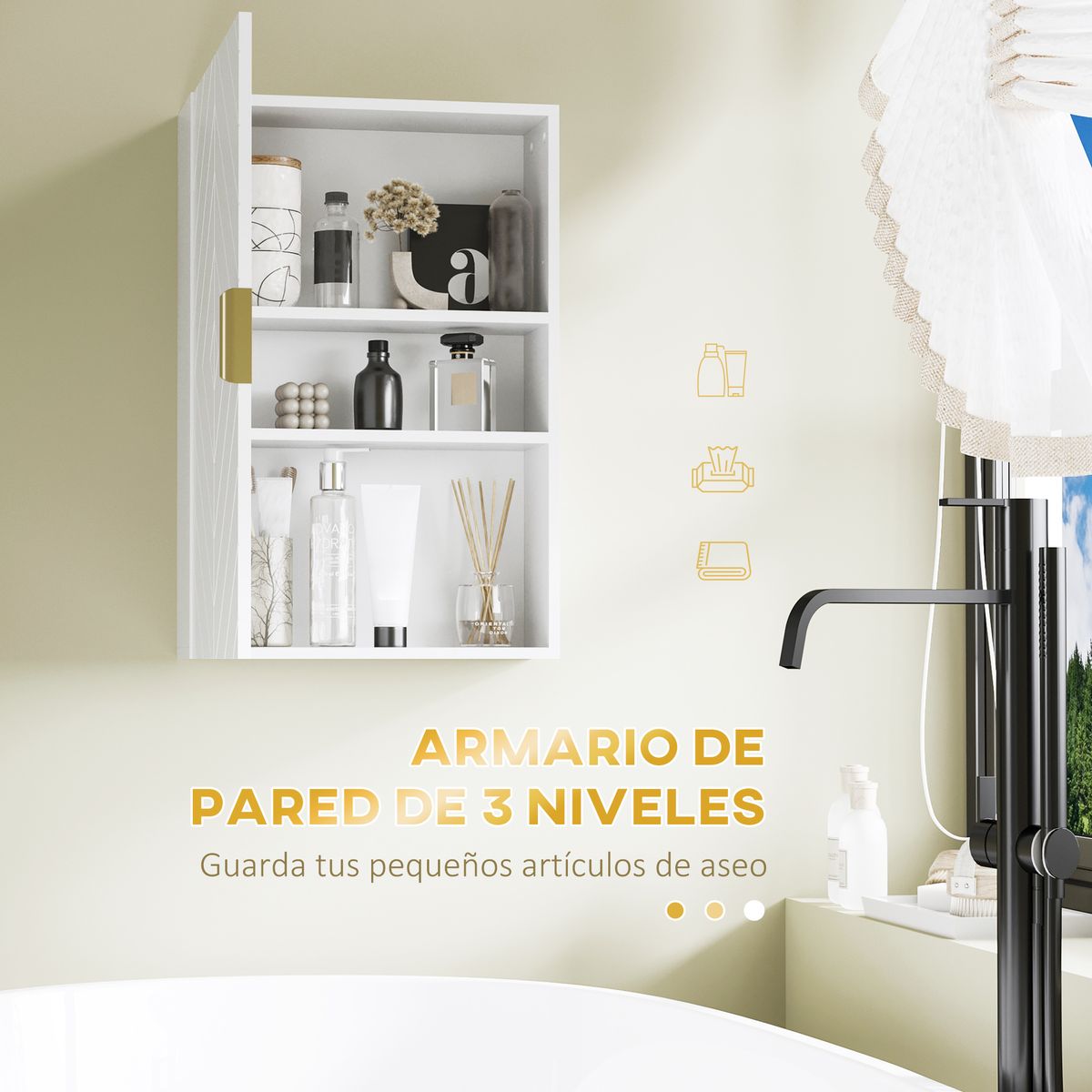 Armario auxiliar Turmalina Kleankin estantes ajustables blanco 60x40x15 cm