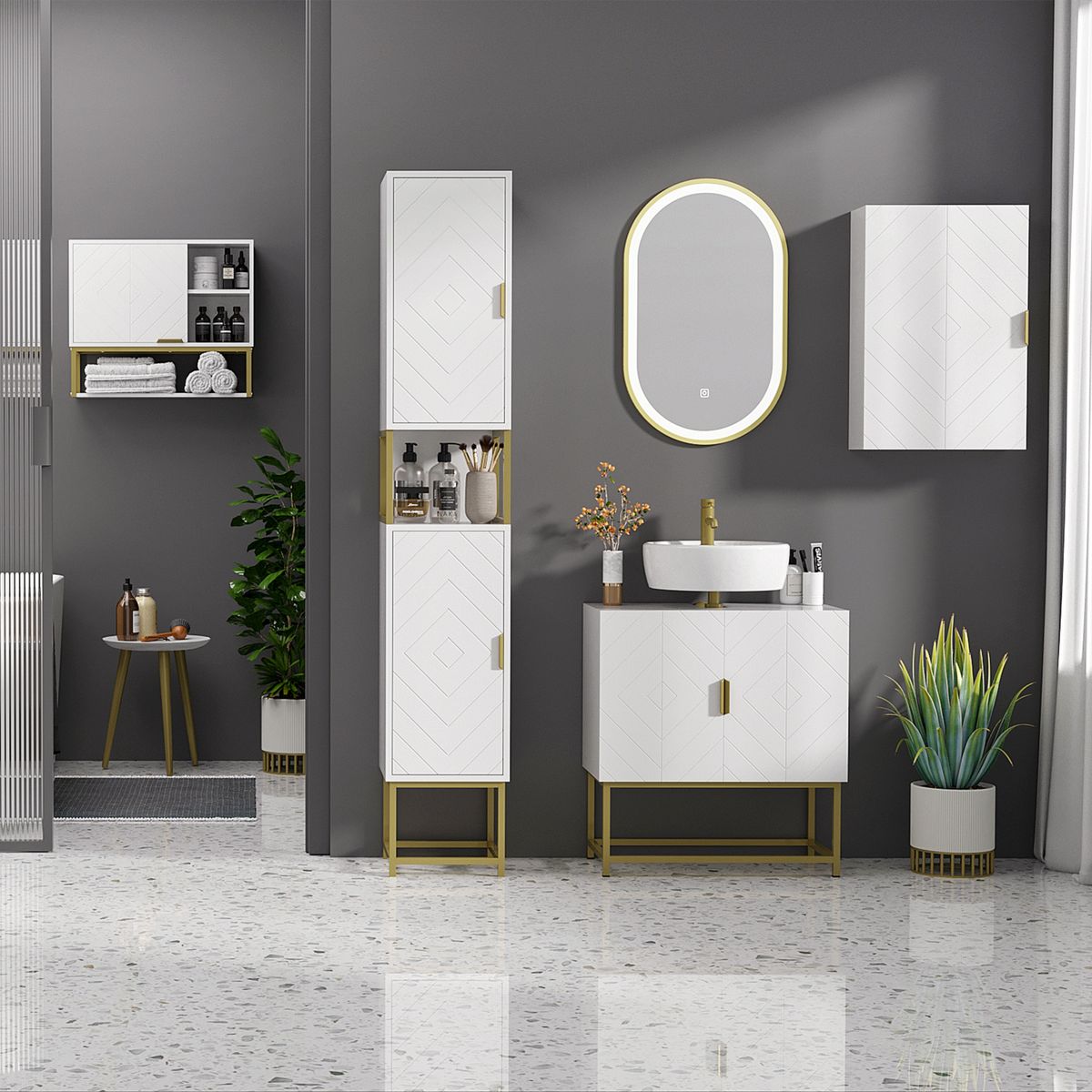 Armario auxiliar Turmalina Kleankin estantes ajustables blanco 60x40x15 cm
