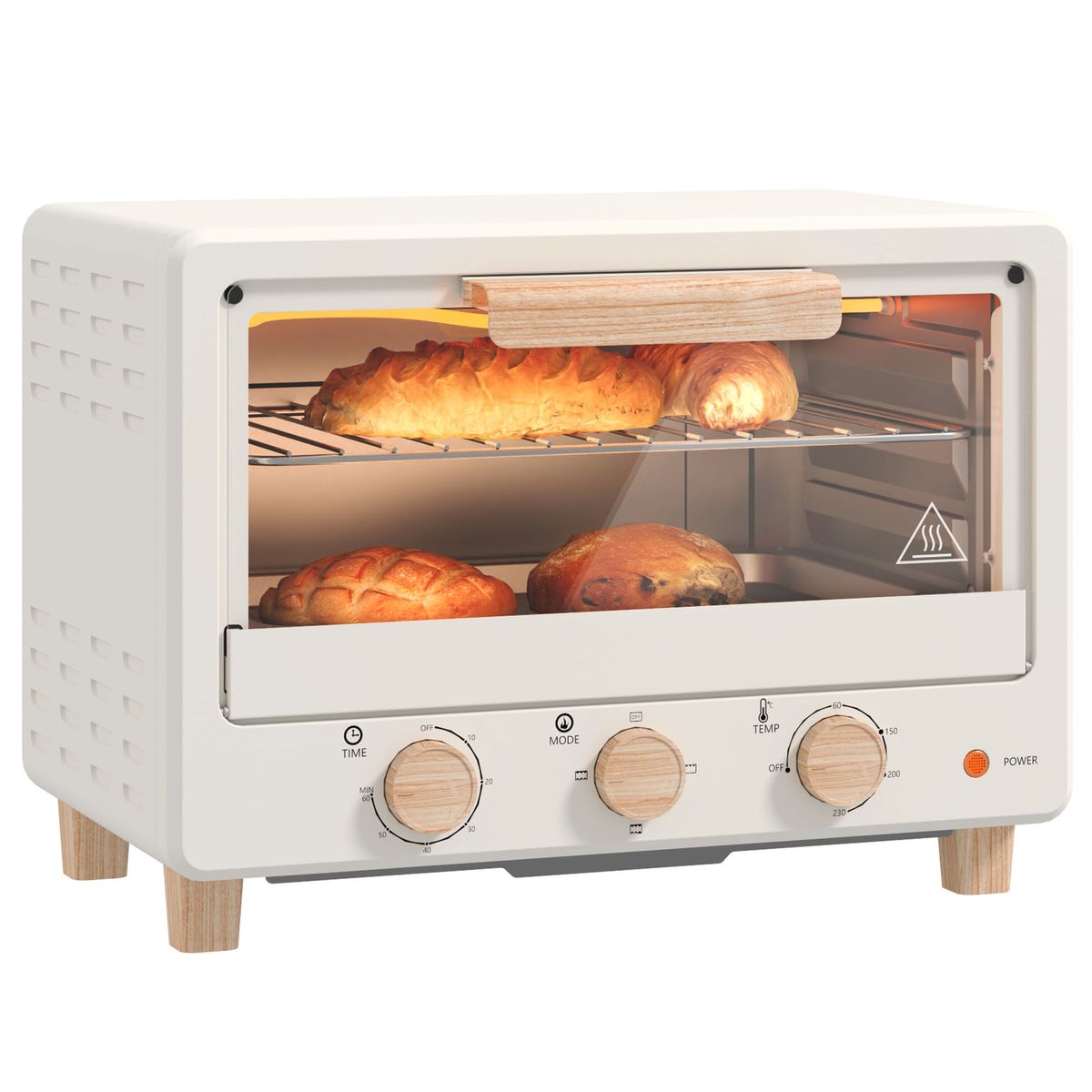 Horno de sobremesa Candy Homcom 1400w 16L 3 modos crema 28,8x39x27,5 cm