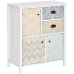 Cómoda Hortensia Homcom 2 cajones + 3 armarios blanco 80x68x34 cm fondo blanco