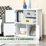 Cómoda Hortensia Homcom 2 cajones + 3 armarios blanco 80x68x34 cm