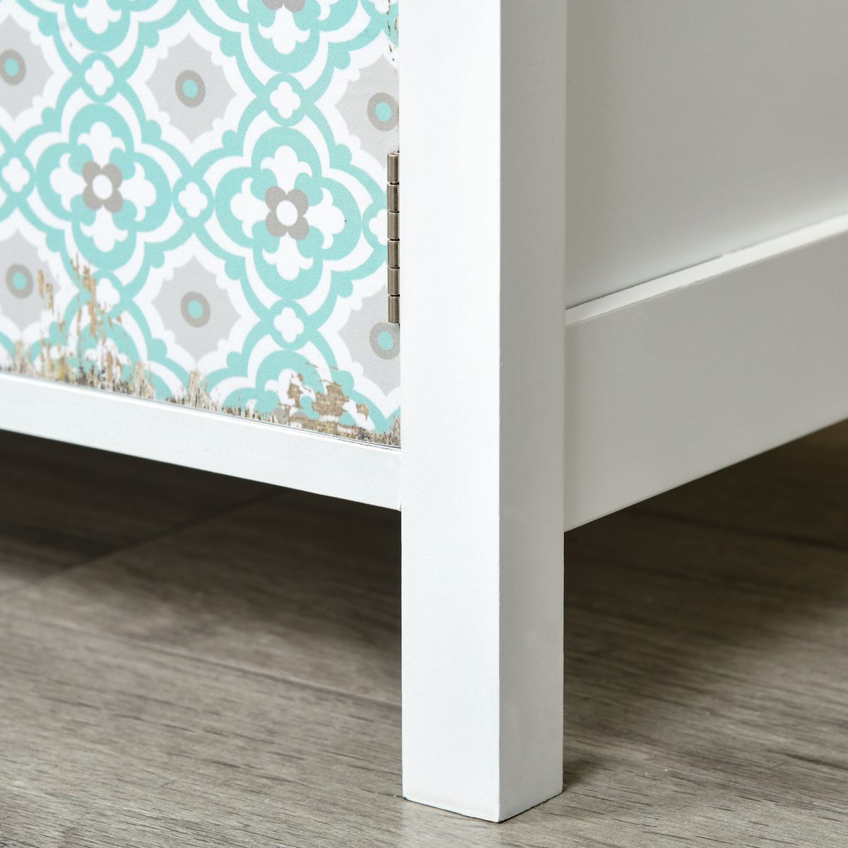 Cómoda Hortensia Homcom 2 cajones + 3 armarios blanco 80x68x34 cm detalle