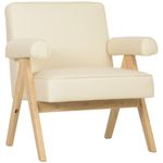 Sillón Penélope Homcom acolchado con reposabrazos crema 80x73x70 cm