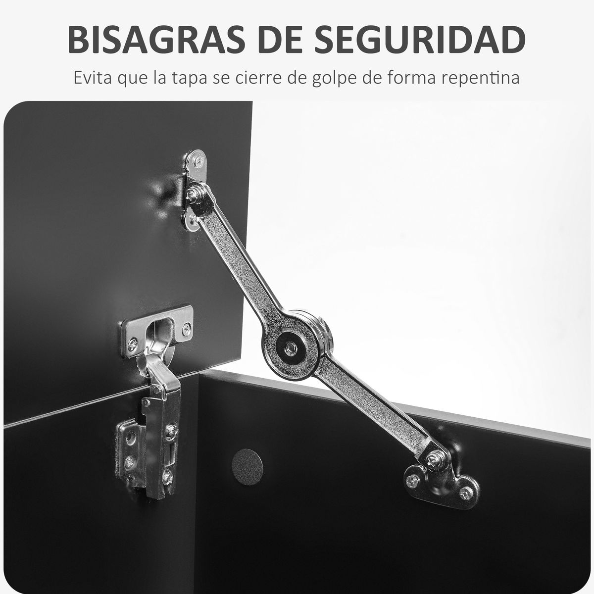 Baúl de almacenamiento Amatista tapa abatible negro 40x100x40 cm