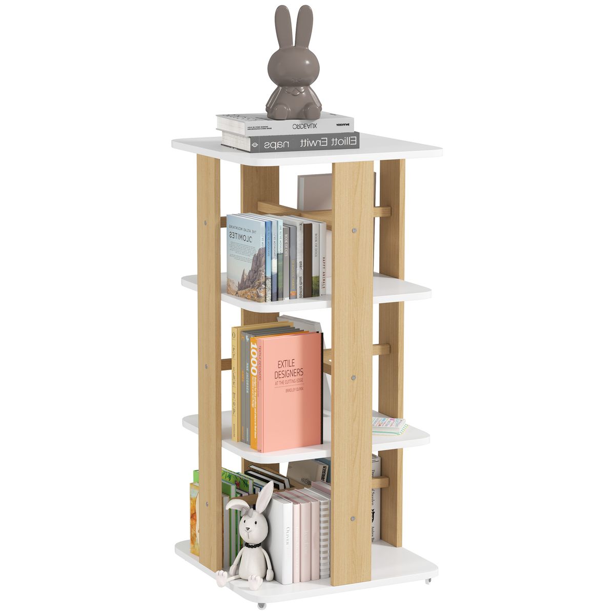 Estantería infantil Plamera Aiyaplay 3 estantes con ruedas +3A blanco/natural 99,5x48x48 cm fondo blanco