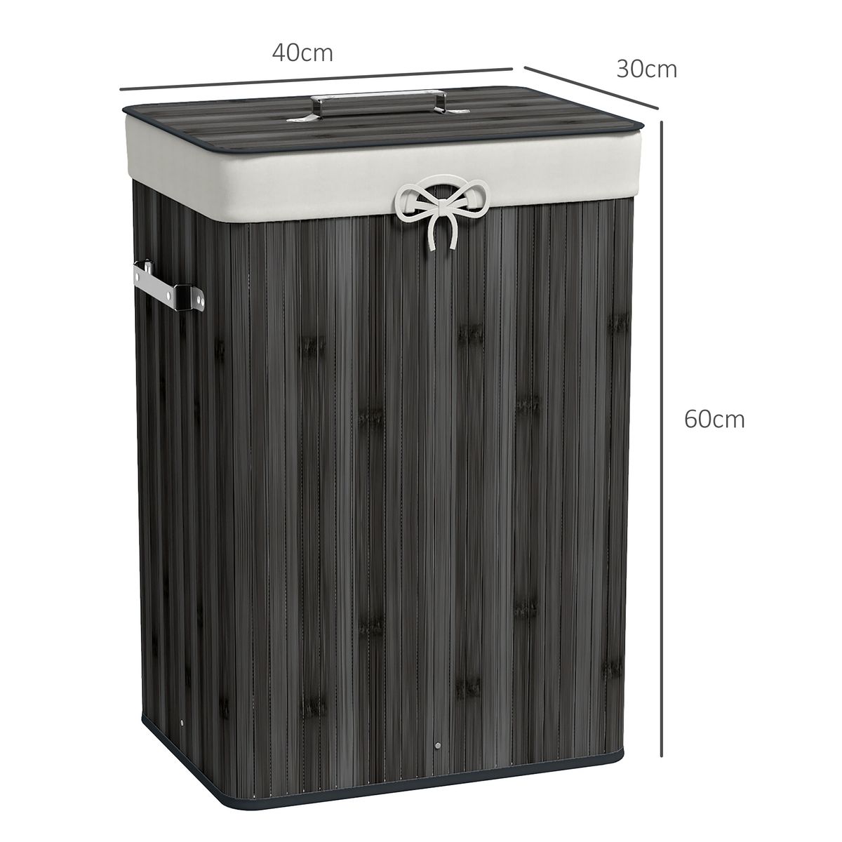 Cesto para ropa sucia Kunzita Homcom plegable con asas gris 60x40x30 cm medidas
