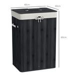 Cesto para ropa sucia Kunzita Homcom plegable con asas negro 60x40x30 cm medidas