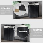 Cesto para ropa sucia Kunzita Homcom plegable con asas negro 60x40x30 cm