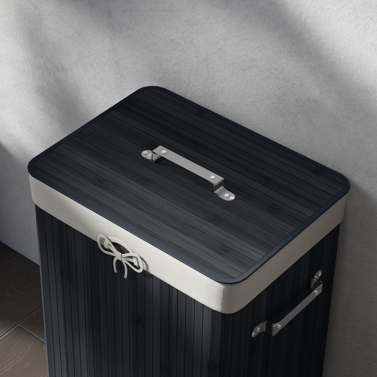 Cesto para ropa sucia Kunzita Homcom plegable con asas negro 60x40x30 cm