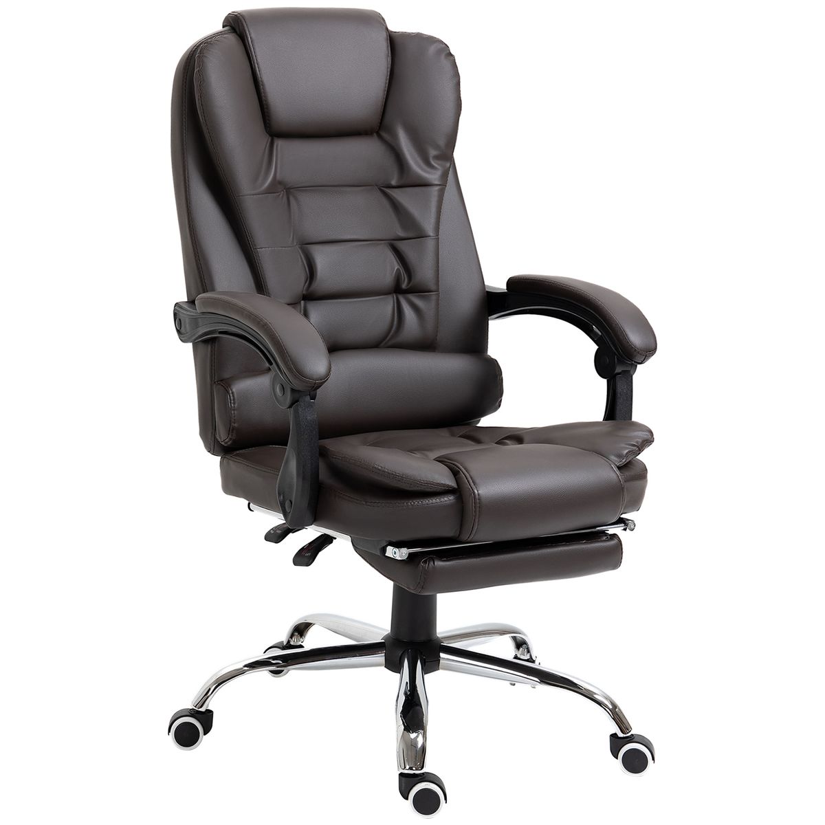 Silla de oficina Adar Homcom con reposapiés reclinable marrón oscuro 109-117x64,5x69 cm fondo blanco