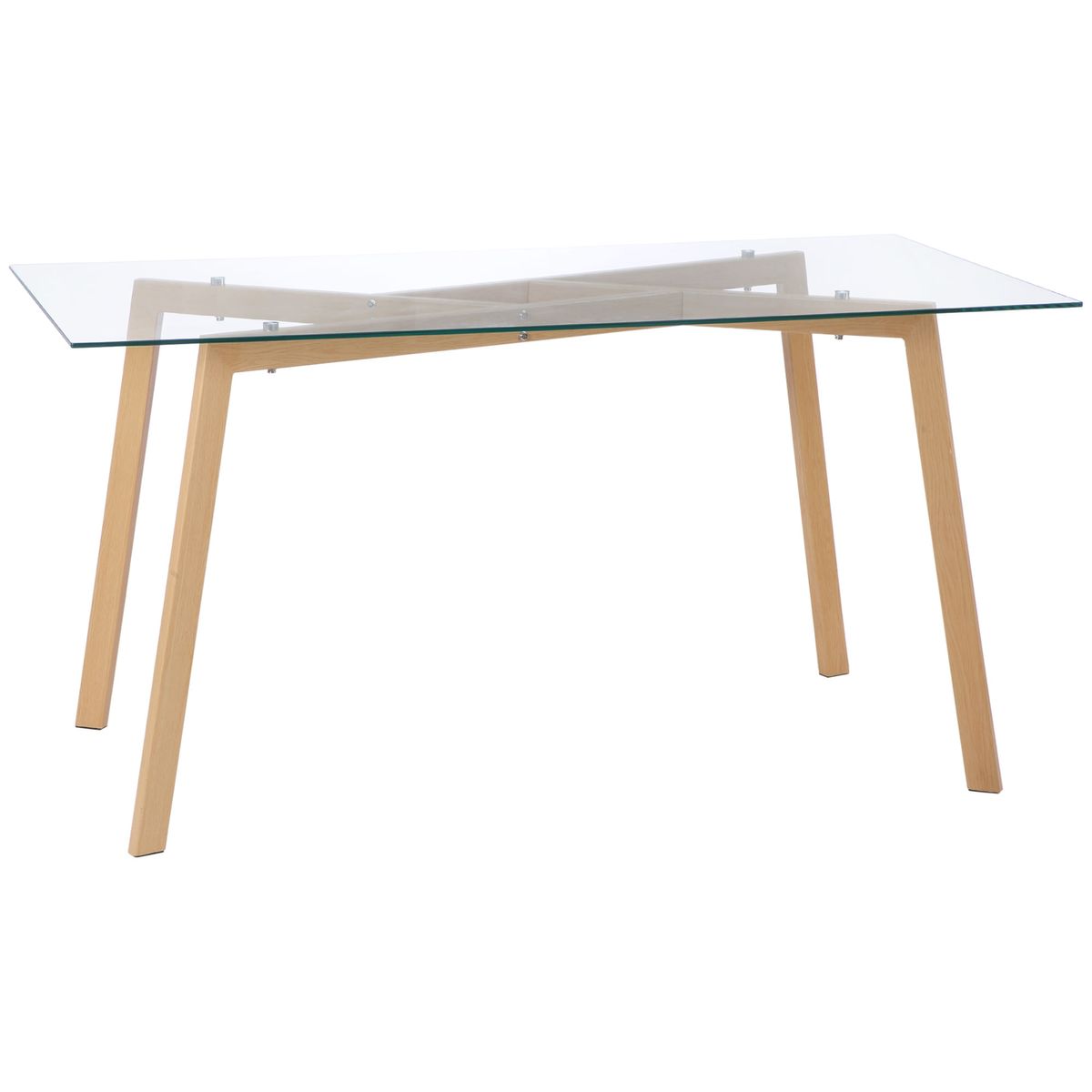 Mesa de comedor Rubí Homcom 6 personas cristal natural 76x150x75 cm fondo blanco