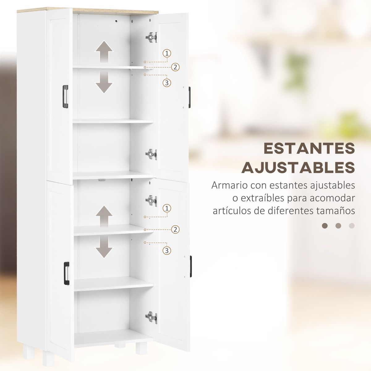 Aparador Selenita Homcom 2 armarios blanco 170,5x60x30 cm