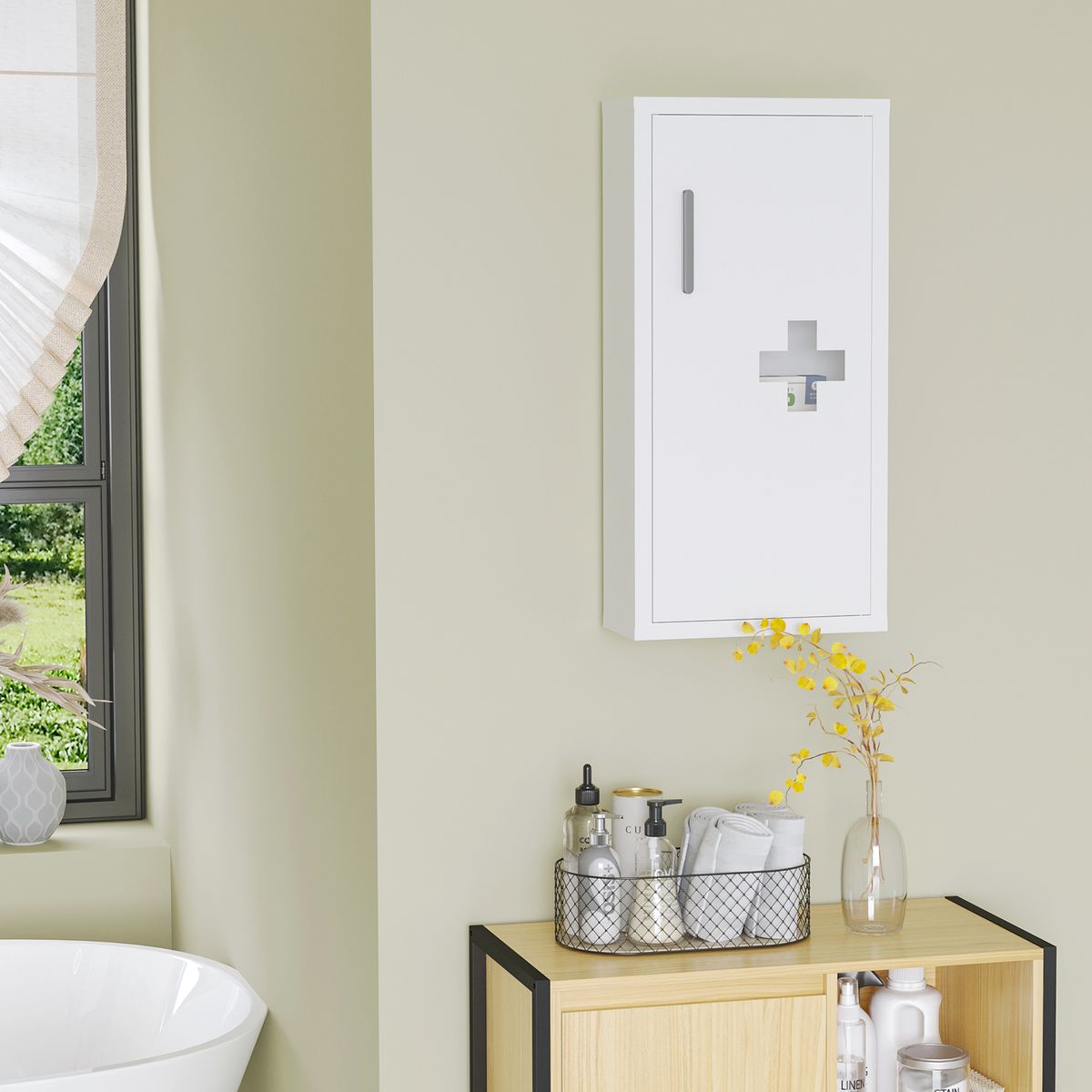 Botiquín Kleankin 3 compartimentos con puerta magnética blanco 60x30x12 cm