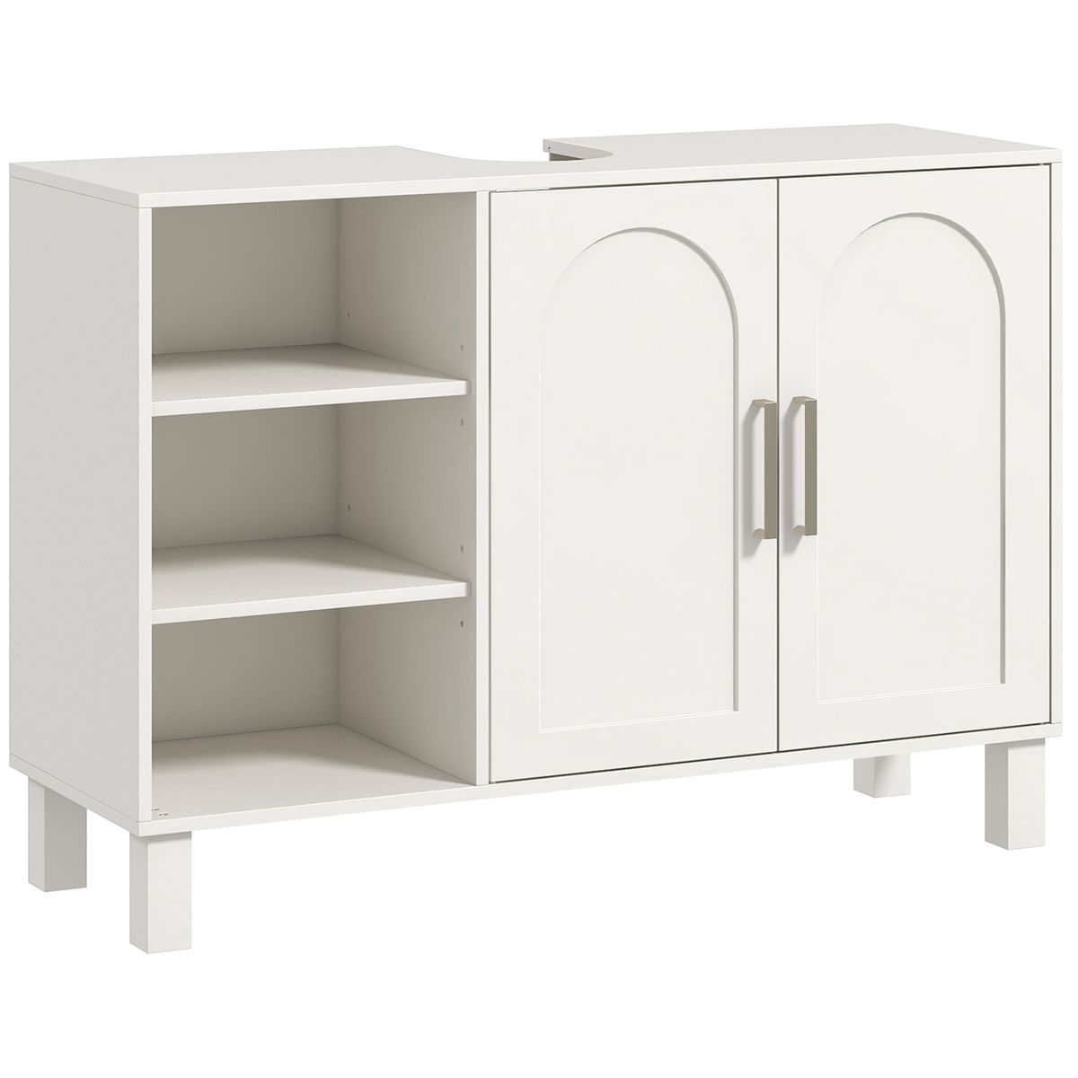 Mueble de lavabo Peonía Kleankin 3 compartimentos + armario crema 63x90x30 cm fondo blanco