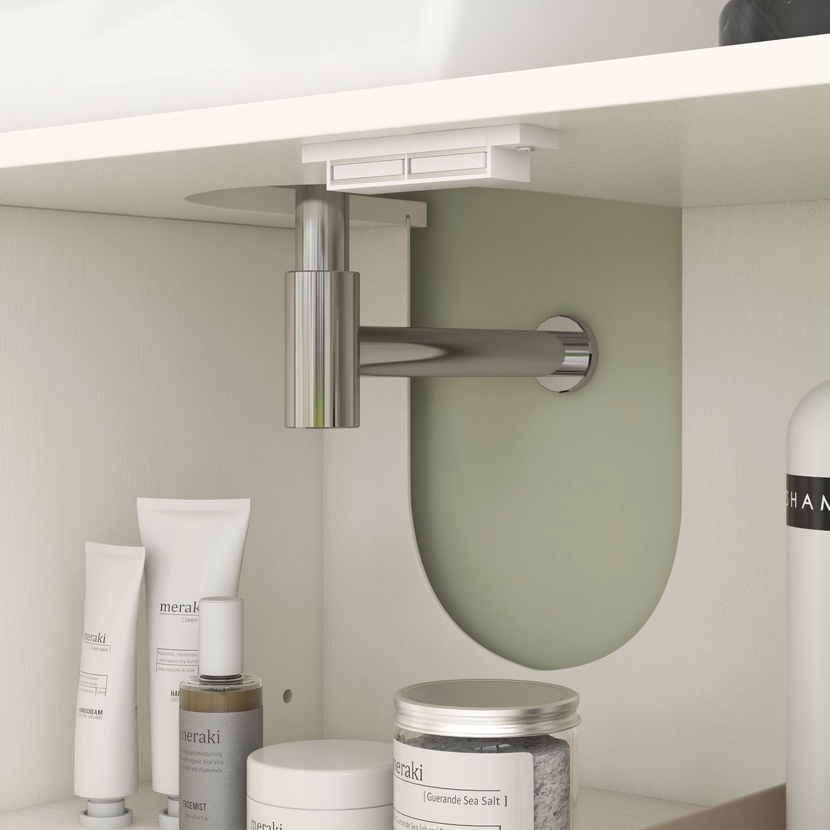Mueble de lavabo Peonía Kleankin 3 compartimentos + armario crema 63x90x30 cm  detalle